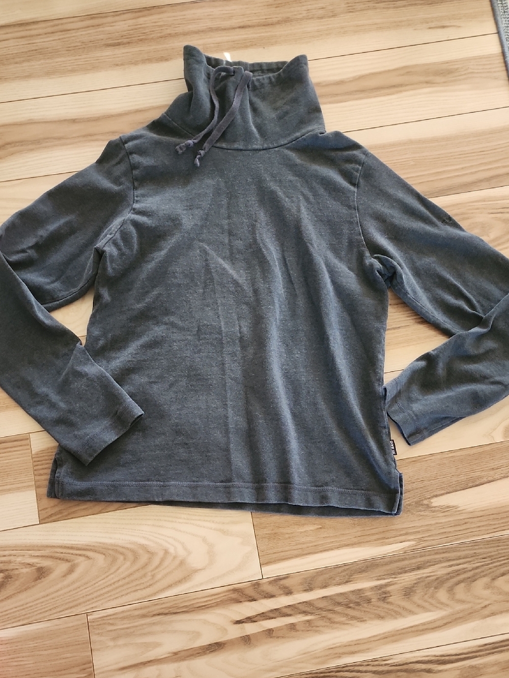 New York & Company Woman's Charcoal Drawstring Turtleneck Sweater